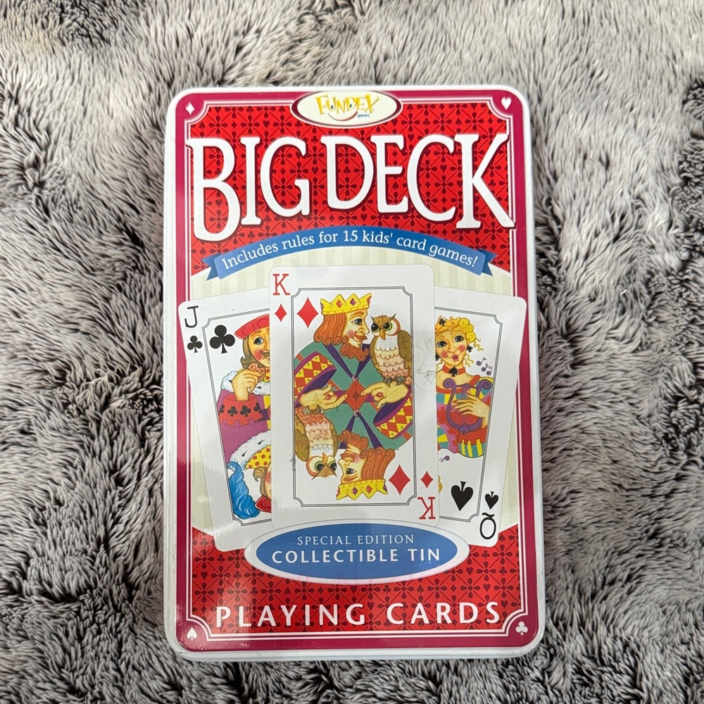 Fundex Big Deck Playing Cards Collectable Tin 15 Kids Games‎ Fun Special Edition